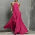 thumbnail image 1 of ClodeEU Women's Halter Neck A Line Floor Length Evening Gown with Pockets Hot Pink,Women's Plus XXXL, 1 of 6