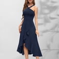 thumbnail image 1 of ClodeEU Women's Halter Neck Crisscross Sleeveless Ruffle Hem Midi Dress, Elegant Cocktail Party Evening Gown Navy,Women's Plus XL, 1 of 7