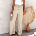 thumbnail image 1 of ClodeEU Women's High Waist Button Down Linen Wide Leg Pants,Casual Comfy Lounge Pants Beige,Womens Plus XXL, 1 of 6