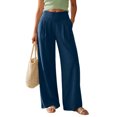 thumbnail image 1 of ClodeEU Women's High Waist Pleated Linen Wide Leg Pants,Casual Loose Trousers with Pockets ,Women's Plus XXL, 1 of 9
