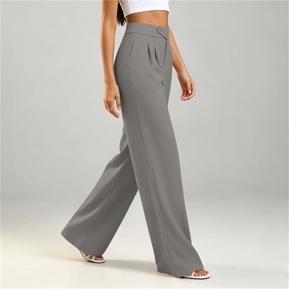 ClodeEU Women's High Waist Pleated Wide Leg Dress Pants, Casual Loose Trousers With Pockets ,Women's Plus L