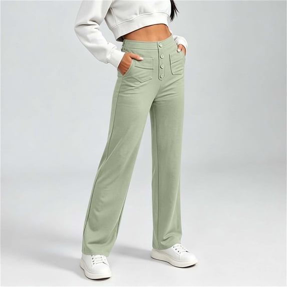 ClodeEU Women's High Waist Straight Leg Pants, Solid Color Casual Pant for Daily Streetwear ,Women's Plus XXXXXL