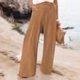 thumbnail image 1 of ClodeEU Women's High Waist Wide Leg Pants ,Solid Color Button Zipper Pocket Casual Pants Orange,Womens Plus XXXL, 1 of 5