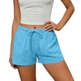 thumbnail image 1 of ClodeEU Women's High Waisted Drawstring Shorts,Casual Elastic Waist Lightweight Shorts with Pockets Light Blue,Women's Plus S, 1 of 5