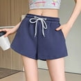thumbnail image 1 of ClodeEU Women's High Waisted Drawstring Shorts,Loose Fit Casual Athletic Bottoms for Summer Navy,Womens Plus M, 1 of 5