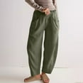 thumbnail image 1 of ClodeEU Women's High Waisted Harem Pants,Baggy Cotton Slacks With Pockets,Casual Lantern Pant Army Green,Womens Plus L, 1 of 7
