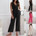 thumbnail image 1 of ClodeEU Women's High Waisted Jumpsuit with Tie Belt, Wide Leg Solid Color Office Wear Khaki,Womens Plus L, 1 of 6