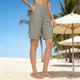 thumbnail image 1 of ClodeEU Women's High Waisted Linen Blend Bermuda Shorts, Elastic Waist Casual Summer Pants with Pockets Khaki,Women's Plus S, 1 of 5