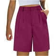 thumbnail image 1 of ClodeEU Women's High Waisted Pleated Bermuda Shorts, Button Fly Dressy Shorts with Pockets,Business Casual Tailored Shorts Hot Pink,Women's Plus XL, 1 of 3