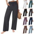 thumbnail image 1 of ClodeEU Women's High Waisted Straight Leg Pants with Drawstring,Summer Linen Blend Pant with Pockets Gray,Womens Plus XXL, 1 of 9