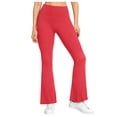 thumbnail image 1 of ClodeEU Women's High Waisted Stretchy Flare Leg Yoga Pants, Casual Solid Color Trousers with Pockets Hot Pink,Women's Plus M, 1 of 8