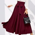 thumbnail image 1 of ClodeEU Women's High Waisted Tie Front Pleated Ankle Length Skirt ,Elegant Casual Maxi Skirt Wine,Womens Plus XL, 1 of 6