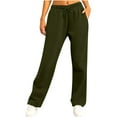 thumbnail image 1 of ClodeEU Women's High Waisted Wide Leg Drawstring Sweatpants,Casual Lounge Soft Pants with Pockets Army Green,Womens Plus M, 1 of 5
