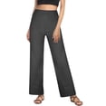 thumbnail image 1 of ClodeEU Women's High Waisted Wide Leg Faux Denim Pants, Straight Leg Stretch Jeans Dark Gray,Womens Plus XL, 1 of 8