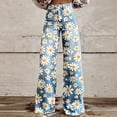 thumbnail image 1 of ClodeEU Women's High Waisted Wide Leg Jeans,Flower Printed Baggy Jeans ,Loose Boyfriend Denim Pants White,Womens Plus XXL, 1 of 6