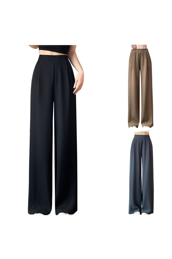Women's High Waisted Wide Leg Trousers ,Tailored Office Pants in Solid Color Gray,Womens Plus XXXXL