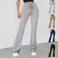 thumbnail image 1 of ClodeEU Women's High Waisted Yoga Pants with Flare Leg And Adjustable Drawstring Gray,Womens Plus S, 1 of 5
