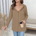 thumbnail image 1 of ClodeEU Women's Hooded Cardigans With Drawstring ,Long Sleeve Zip Up Tunic Sweatshirt ,Loose Fit Fall Cardigan Khaki,Womens Plus XXL, 1 of 7