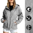 thumbnail image 1 of ClodeEU Women's Hooded Cinch Waist Windbreaker Jacket, Lightweight Outdoor Coat with Pockets Gray,Women's Plus XL, 1 of 8