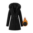 thumbnail image 1 of ClodeEU Women's Hooded Coat,Mid Length Puffer Jacket With Zip Up Pockets,Winter Thicken Warm Coat Black,Womens Plus XL, 1 of 6
