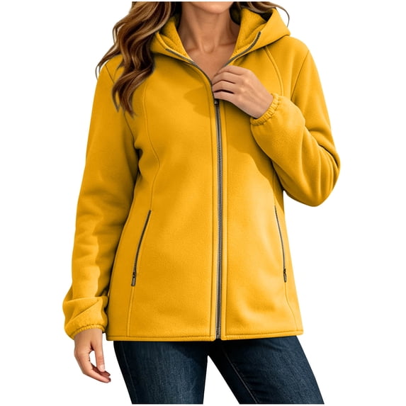 ClodeEU Women's Hooded Fleece Lined Jacket, Full Zip Warm Winter Outerwear with Side Pockets ,Women's S-XXXXL
