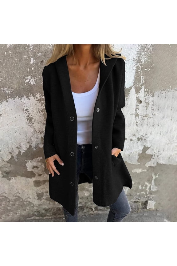 Women's Hooded Sweatshirt With Pockets,Snap Button Loose Fit Long Sleeve Outdoor Coat Black,Womens Plus S