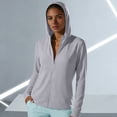 thumbnail image 1 of ClodeEU Women's Hooded Zip Long Sleeve Sun Protection Shirt,Solid Color Casual Slim Fit Summer Top Gray,Women's Plus M, 1 of 7