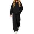 thumbnail image 1 of ClodeEU Women's Hoodie Wide Leg Pants Tracksuit Set,Solid Color Loose Casual Two Piece Outfit ,Women's Plus M, 1 of 6