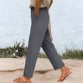 thumbnail image 1 of ClodeEU Women's Ice Silk Drawstring Wide Leg Pants ,Solid Color Loose Fit Casual Trousers Gray,Womens Plus XL, 1 of 7