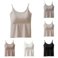 thumbnail image 1 of ClodeEU Women's Ice Silk Seamless Adjustable Spaghetti Strap Camisole with Built-in Pads ,Backless Wireless Bra Top Coffee,Women's Plus L, 1 of 6
