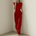 thumbnail image 1 of ClodeEU Women's Jumpsuits ，Casual One Piece Outfit ，Sleeveless With Pockets ,Wide Leg Long Pants Red,Womens Plus S, 1 of 5