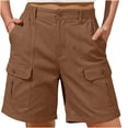 thumbnail image 1 of ClodeEU Women's Knee Length Cargo Capris ,Elastic Waist Multi Pocket Pants,Casual Summer Mid Rise Cargo Shorts Coffee,Womens Plus L, 1 of 6