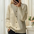 thumbnail image 1 of ClodeEU Women's Knit Cardigan Sweaters ,Long Sleeve Button Sweaters,Trendy Lightweight Outerwear Beige,Womens Plus S, 1 of 6