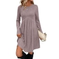 thumbnail image 1 of ClodeEU Women's Knit Sweater Dress , Crew Neck Long Sleeve Mini Spring Sweater Dress Pink,Womens Plus S, 1 of 6