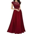 thumbnail image 1 of ClodeEU Women's Lace Long Sleeve Flowy Maxi Dress ,Elegant Bridesmaid Evening Gown Red,Womens Plus XXL, 1 of 5