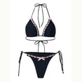 thumbnail image 1 of ClodeEU Women's Lace Trim Tie Front Bow Detail Bikini Set ,Trendy Two Piece Swimsuit Black,Womens Plus L, 1 of 6