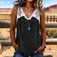thumbnail image 1 of ClodeEU Women's Lace Trim V Neck Sleeveless Tank Top, Casual Loose-Fit Blouse, Soft Summer Cami with Lace Black,Women's Plus L, 1 of 6