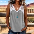 thumbnail image 1 of ClodeEU Women's Lace Trim V Neck Sleeveless Tank Top, Casual Loose-Fit Blouse, Soft Summer Cami with Lace Gray,Women's Plus XL, 1 of 6