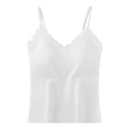 thumbnail image 1 of ClodeEU Women's Lace Trimmed Spaghetti Strap Tank Top with Built in Pads ,Versatile Camisole for Layering or Outerwear White,Womens Plus M, 1 of 5