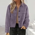 thumbnail image 1 of ClodeEU Women's Lapel Collar Button Down Long Sleeve Cropped Jacket,Vintage Casual Loose Coat ,Women's Plus S, 1 of 6