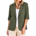 thumbnail image 1 of ClodeEU Women's Lapel Collar Single Button 3/4 Sleeve Blazer,Casual Office Short Suit Jacket Army Green,Women's Plus L, 1 of 8