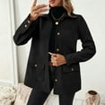 thumbnail image 1 of ClodeEU Women's Lapel Jacket,Buttons Single Breasted Coat ,Casual Fall Coat with Pockets Black,Womens Plus XL, 1 of 6