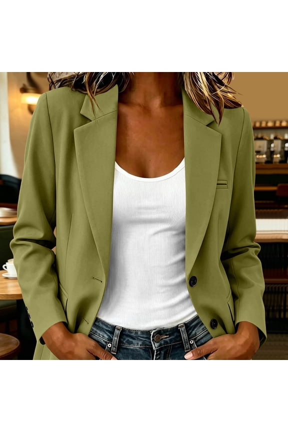Women's Lightweight Lapel Blazer Jacket,Casual Business Work Jacket Army Green,Women's Plus XXL