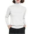 thumbnail image 1 of ClodeEU Women's Lightweight Long Sleeve Turtleneck Sweater,Casual Slim Pullover Sweater Tops White,Womens Plus XXL, 1 of 2