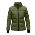thumbnail image 1 of ClodeEU Women's Lightweight Puffer Jacket ,Stand Collar Quilted Jacket With Pockets,Casual Warm Slim Jacket Army Green,Womens Plus L, 1 of 7