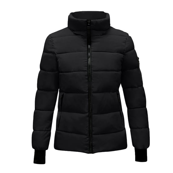 ClodeEU Women's Lightweight Puffer Jacket ,Stand Collar Quilted Jacket With Pockets,Casual Warm Slim Jacket Black,Womens Plus M