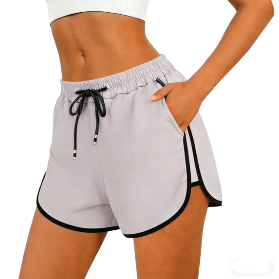 ClodeEU Women's Lightweight Quick Dry 3" Running Shorts ,Athletic Training Shorts for Marathon,Gym Gray,Womens Plus L