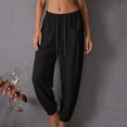 thumbnail image 1 of ClodeEU Women's Linen Blend Elastic Waist Harem Pants with Drawstring ,Solid Color Casual Summer Pant with Pockets Wine,Women's Plus XXL, 1 of 8