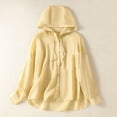 thumbnail image 1 of ClodeEU Women's Linen Blend Long Sleeve Hooded Button Down Shirt,Breathable Sun Protection Loose Fit Top Yellow,Women's Plus L, 1 of 7