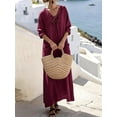 thumbnail image 1 of ClodeEU Women's Linen Blend Oversized Maxi Shirt Dress,Casual Loose Summer Beach Cover Up with Pockets Wine,Women's Plus XL, 1 of 5